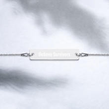 Believe Survivors Engraved Silver Bar Chain Bracelet
