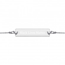 Black Lives Matter Engraved Silver Bar Chain Bracelet