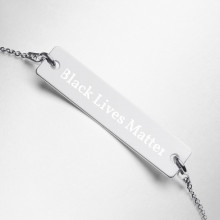 Black Lives Matter Engraved Silver Bar Chain Necklace