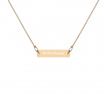 Be The Change Engraved Silver Bar Chain Necklace